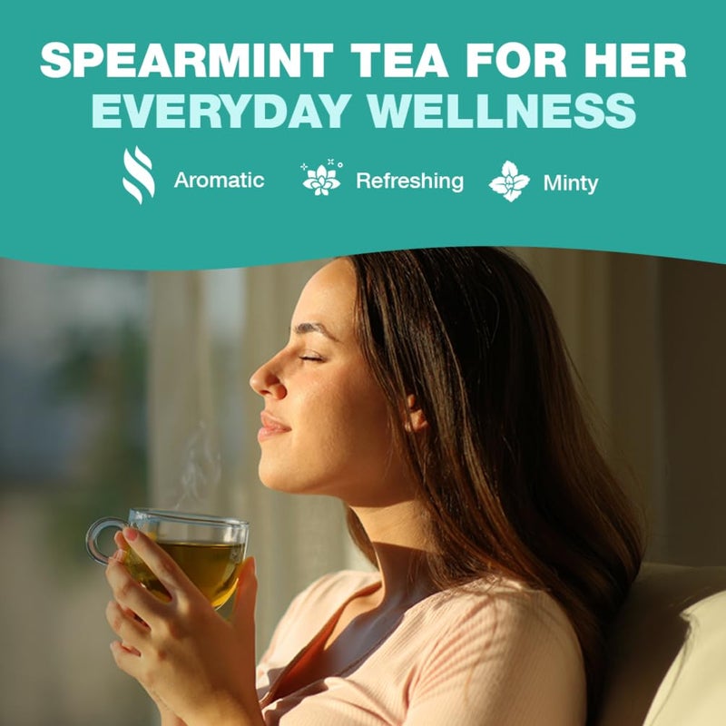 HANDPICK, Spearmint Tea Bags for PCOS relief (100 Herbal Tea Bags) |Refreshing Mint Tea | Non-GMO | Round Eco-Conscious Teabags - Image 5